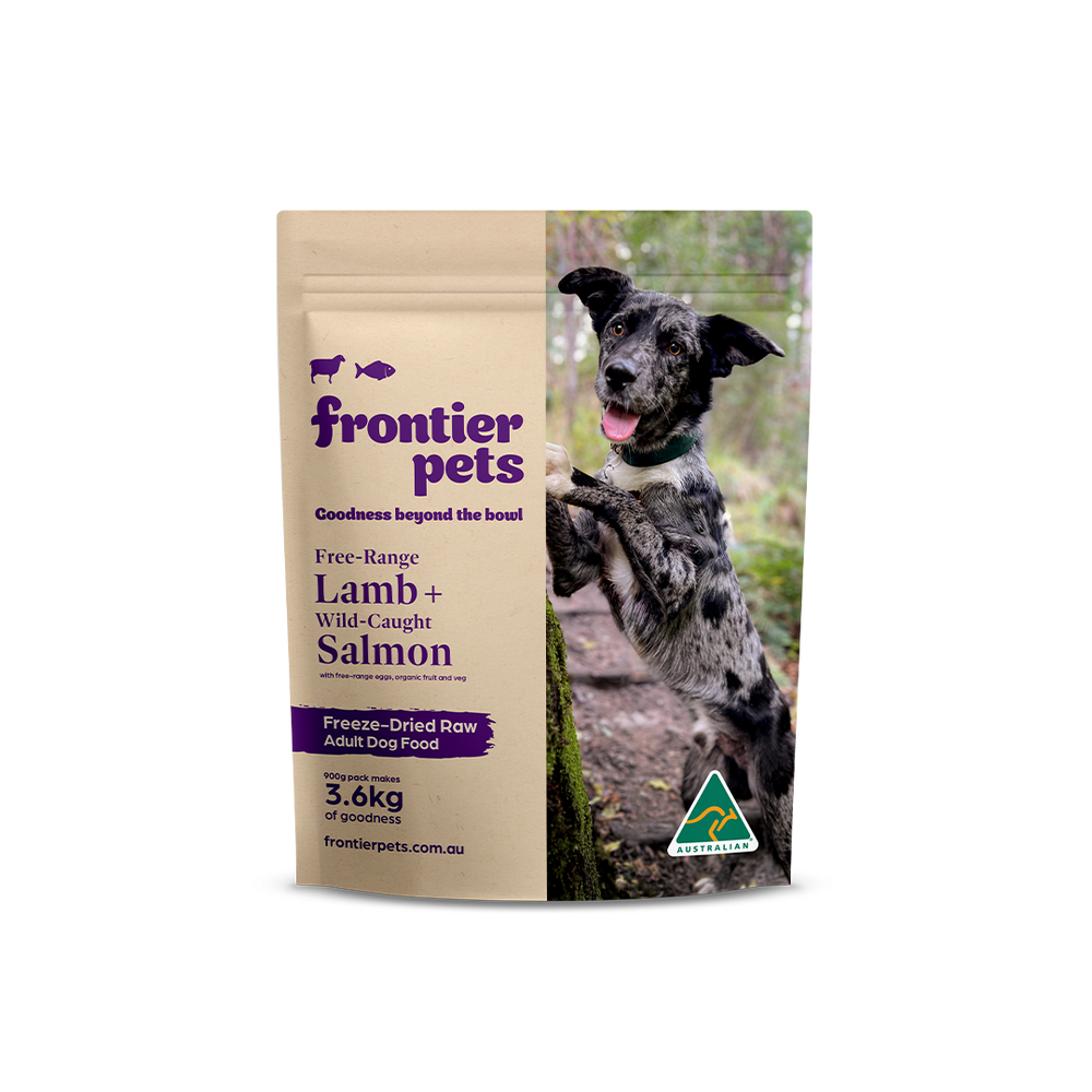 Frontier Pets ~ Free-Range Lamb and Wild Caught Salmon ~ Raw Freeze-Dried Dog Food  ~ Adult