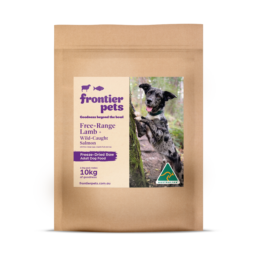 Frontier Pets ~ Free-Range Lamb and Wild Caught Salmon ~ Raw Freeze-Dried Dog Food  ~ Adult