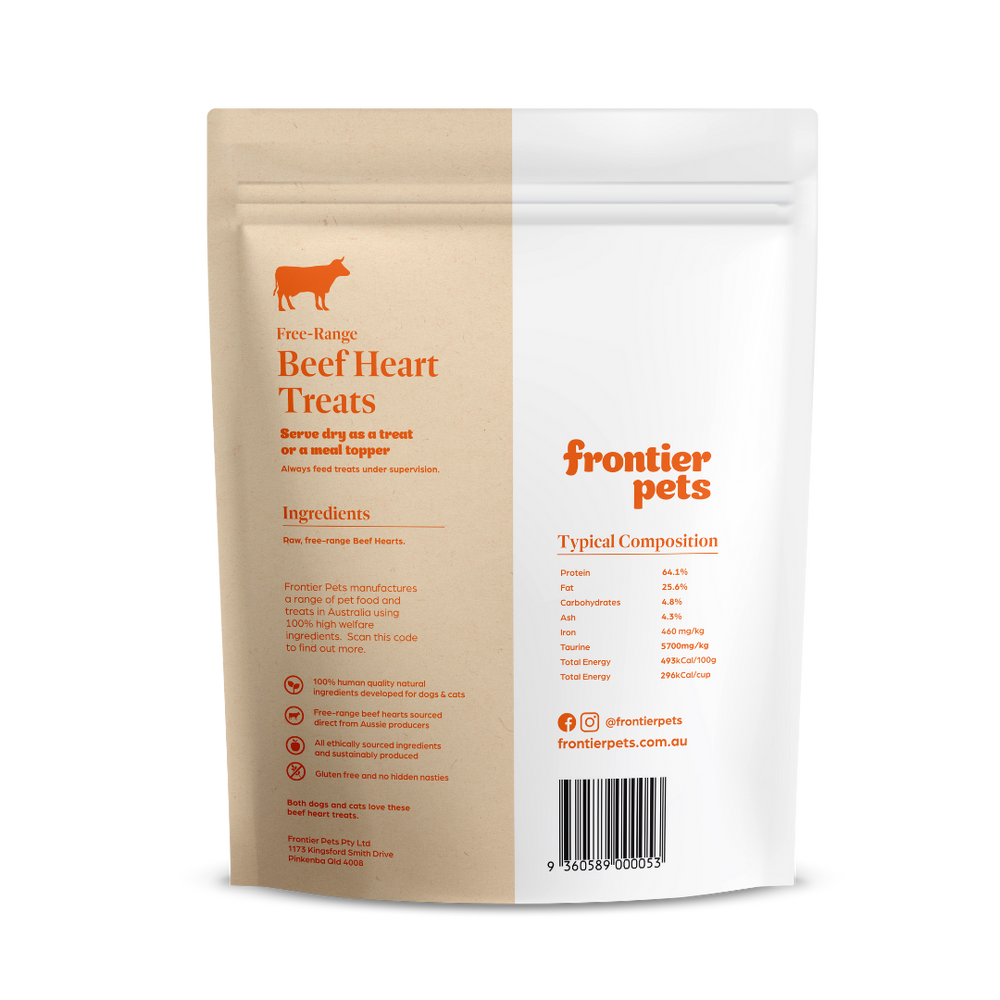 Frontier Pets ~ Free-Range Beef Hearts ~ Raw Freeze-Dried Wholefood Treats ~ 70g