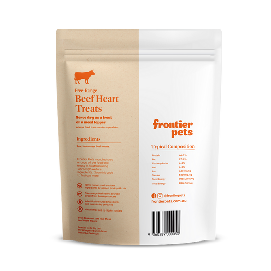 Frontier Pets ~ Free-Range Beef Hearts ~ Raw Freeze-Dried Wholefood Treats ~ 70g