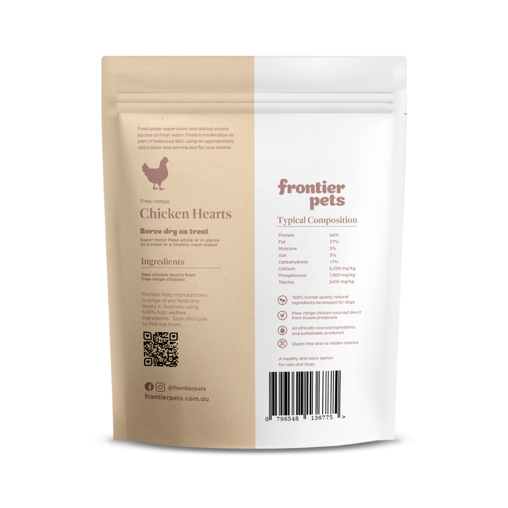 Frontier Pets ~ Free-Range Chicken Hearts ~ Raw Freeze-Dried Wholefood Treats ~ 70g