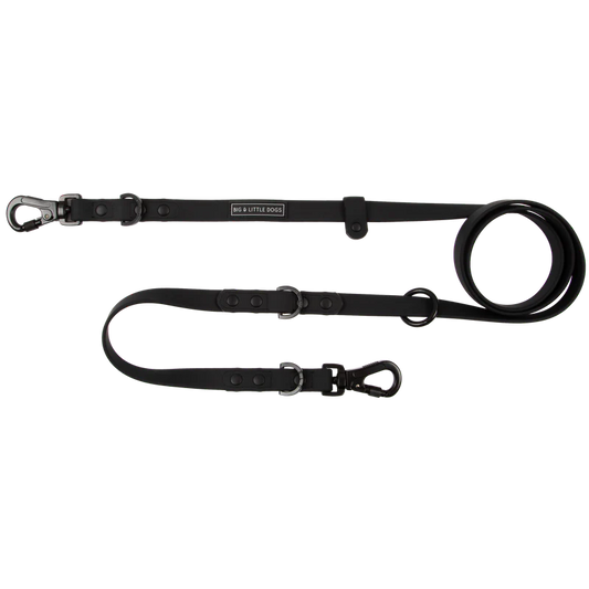 Big & Little Dogs ~ 6-in-1 Multi-function waterproof Lead ~ Black